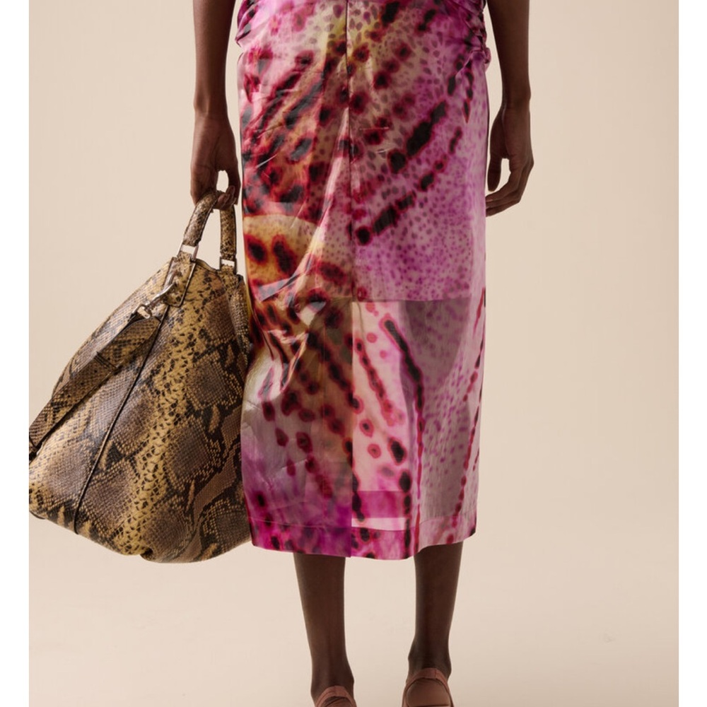 Dries Van Noten Pink and Purple Midi Skirt